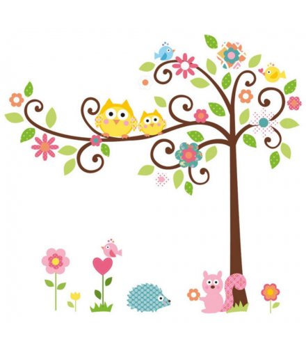 WST082 - Cartoon owl tree children's room wall stickers